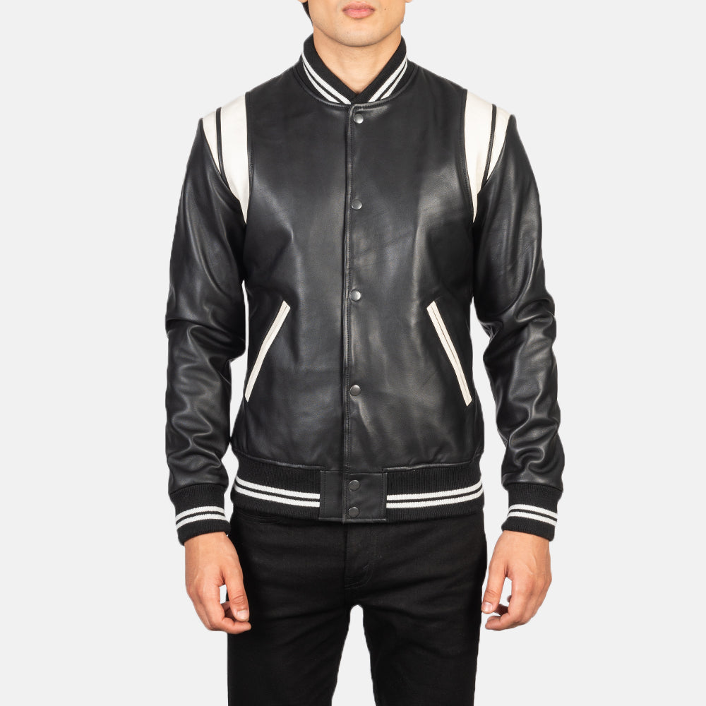 Dantee Black Leather Varsity Jacket – alternate product view 4