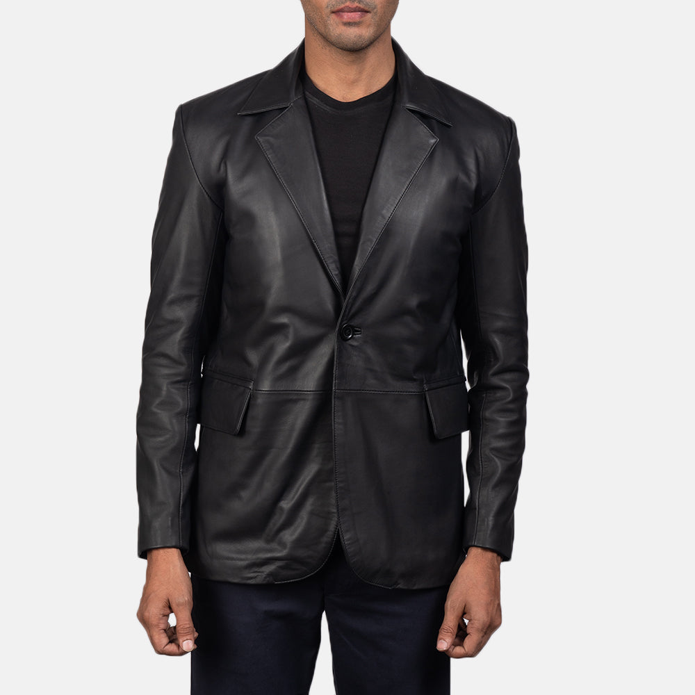 Daron Black Leather Blazer - image 1