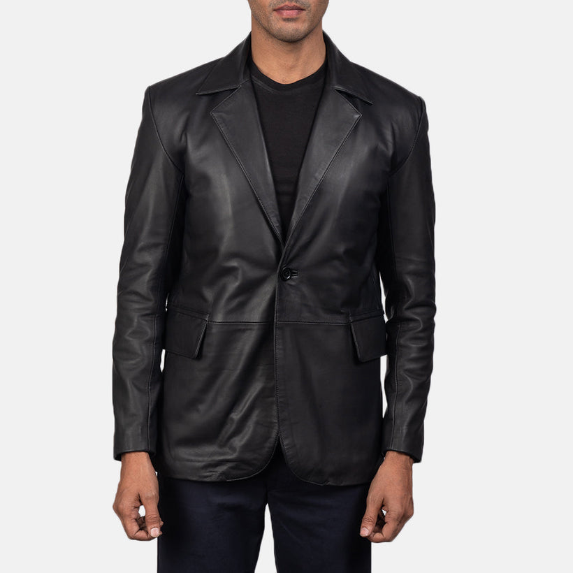 Daron Black Leather Blazer – alternate product view 1