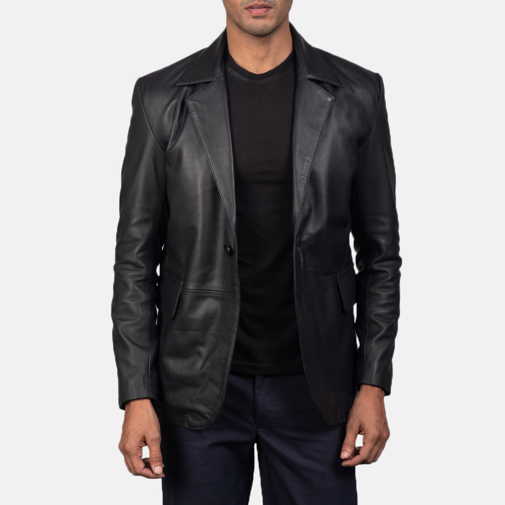 Daron Black Leather Blazer - image 4