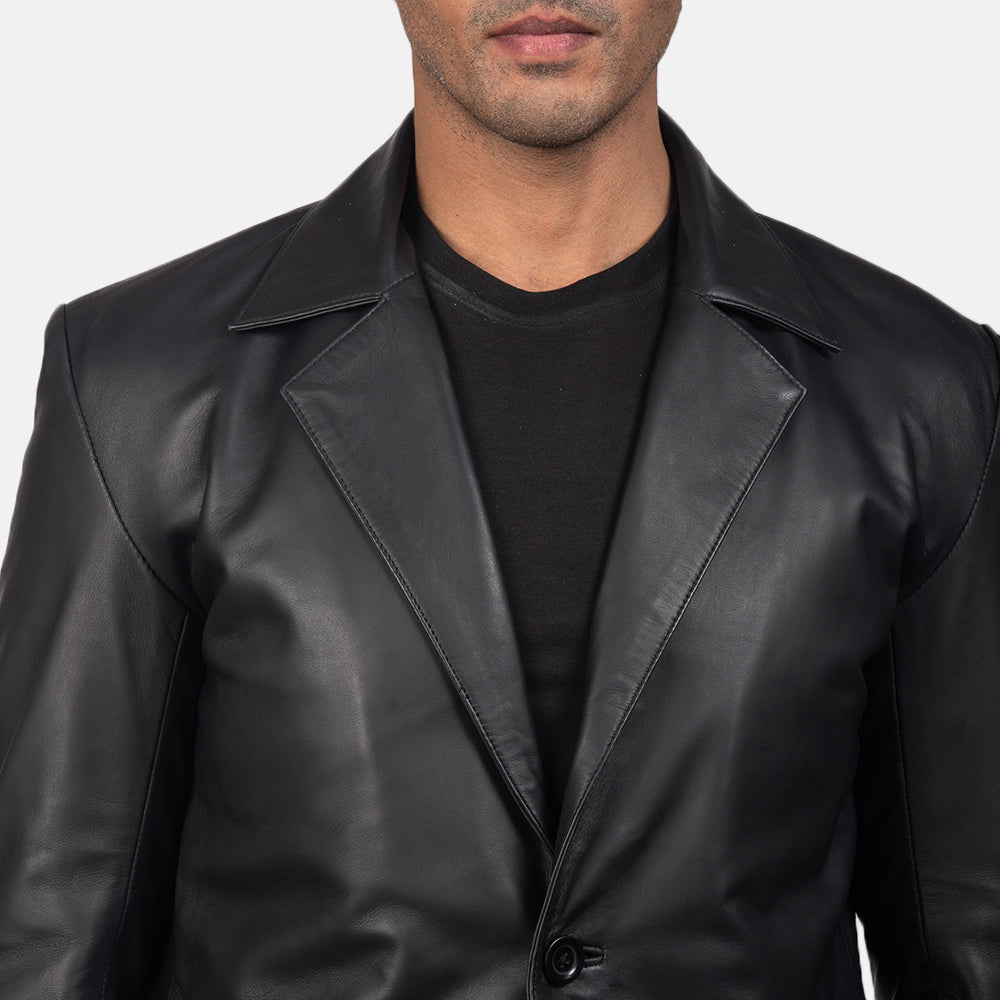Daron Black Leather Blazer - image 6