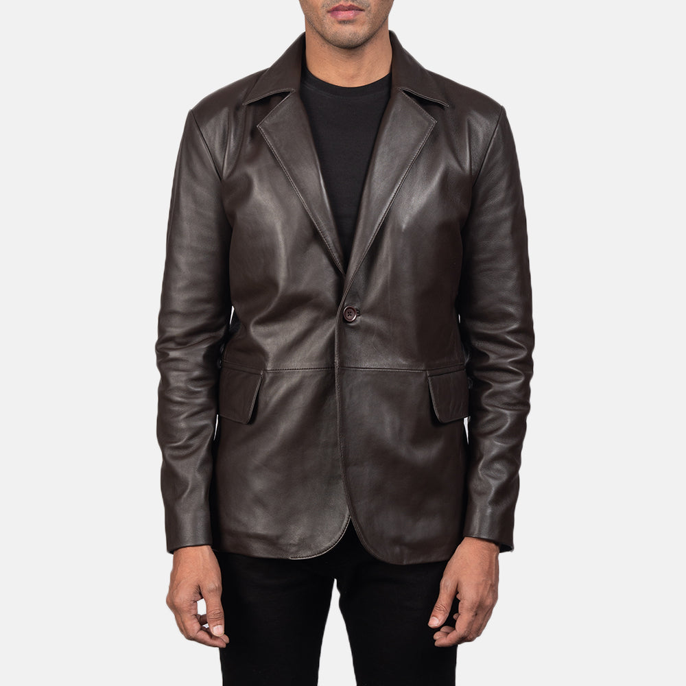 Daron Brown Leather Blazer - image 1
