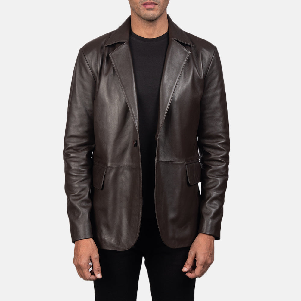 Daron Brown Leather Blazer - image 4