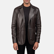 Daron Brown Leather Blazer - image 4