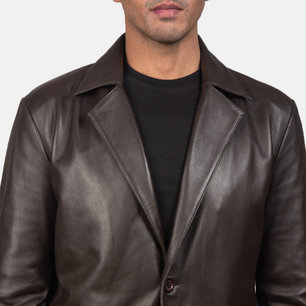 Daron Brown Leather Blazer - image 6