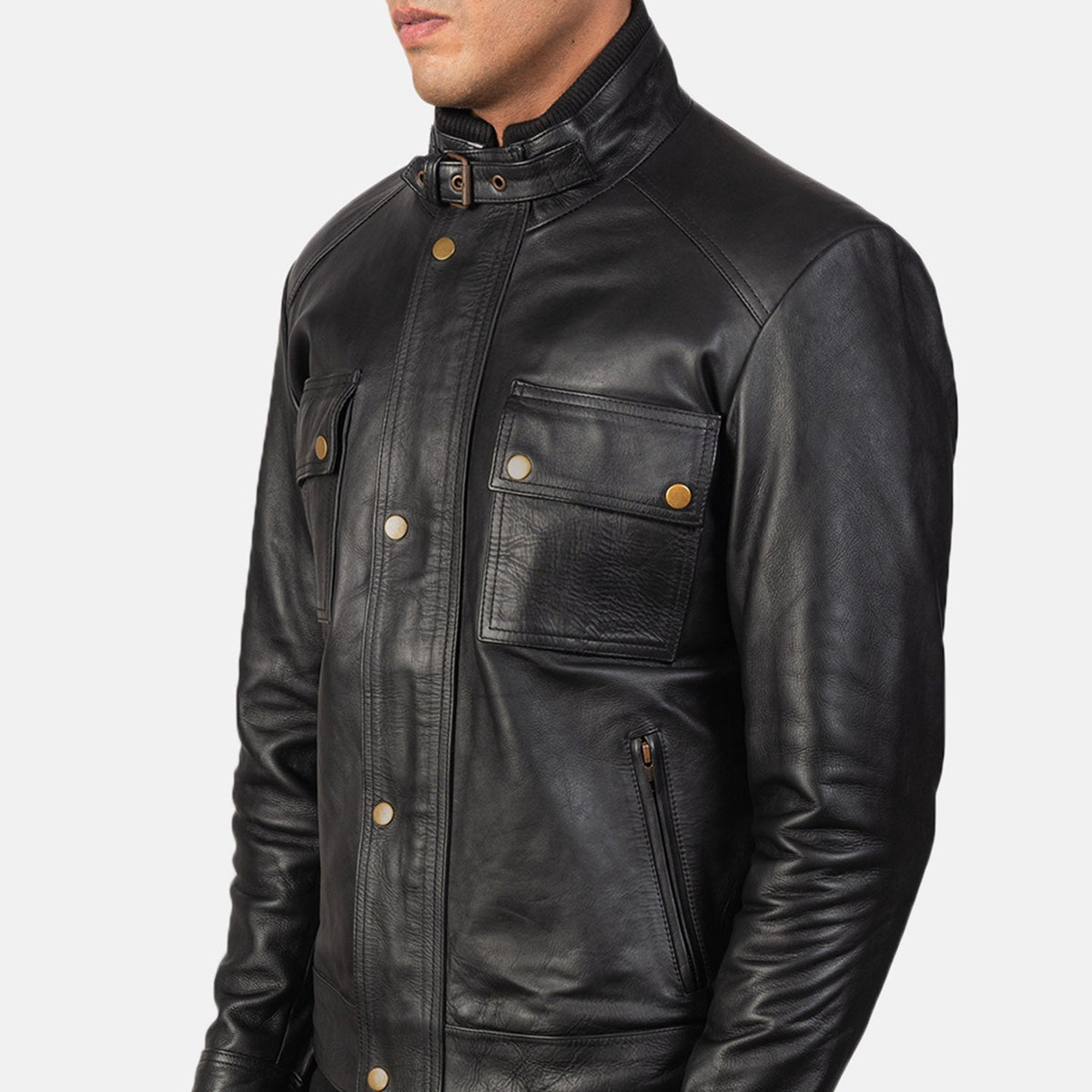 Authentic 100% Full-Grain Leather Grain Texture & Heavy-Duty Seam Stitching Detail