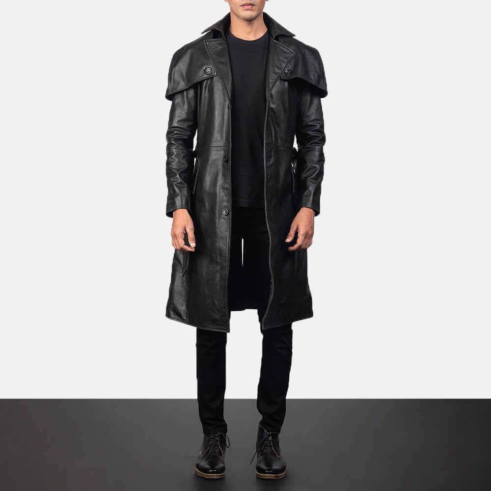 Deux Black Leather Duster - image 1
