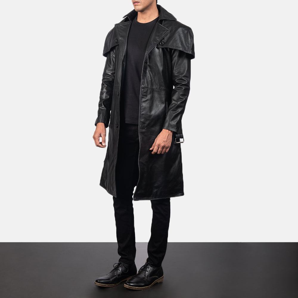 Deux Black Leather Duster - image 3