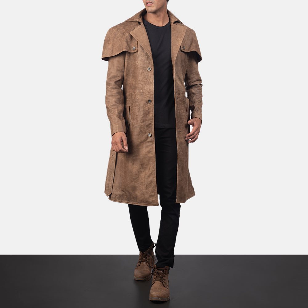Deux Brown Leather Duster - image 1