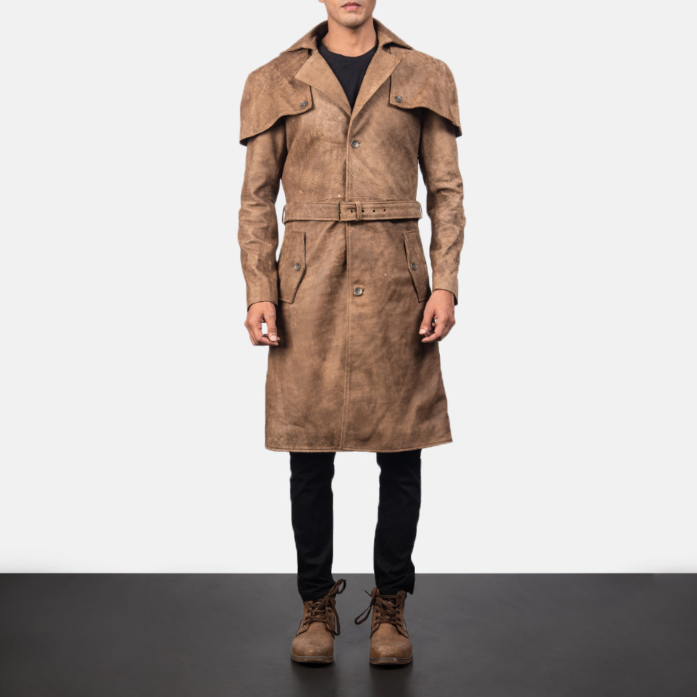 Deux Brown Leather Duster - image 4
