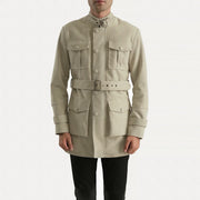 Dolf Off-White Suede Jacket in Off-White Cowhide Suede - Front Profile View & Tailored Silhouette | Buy Online