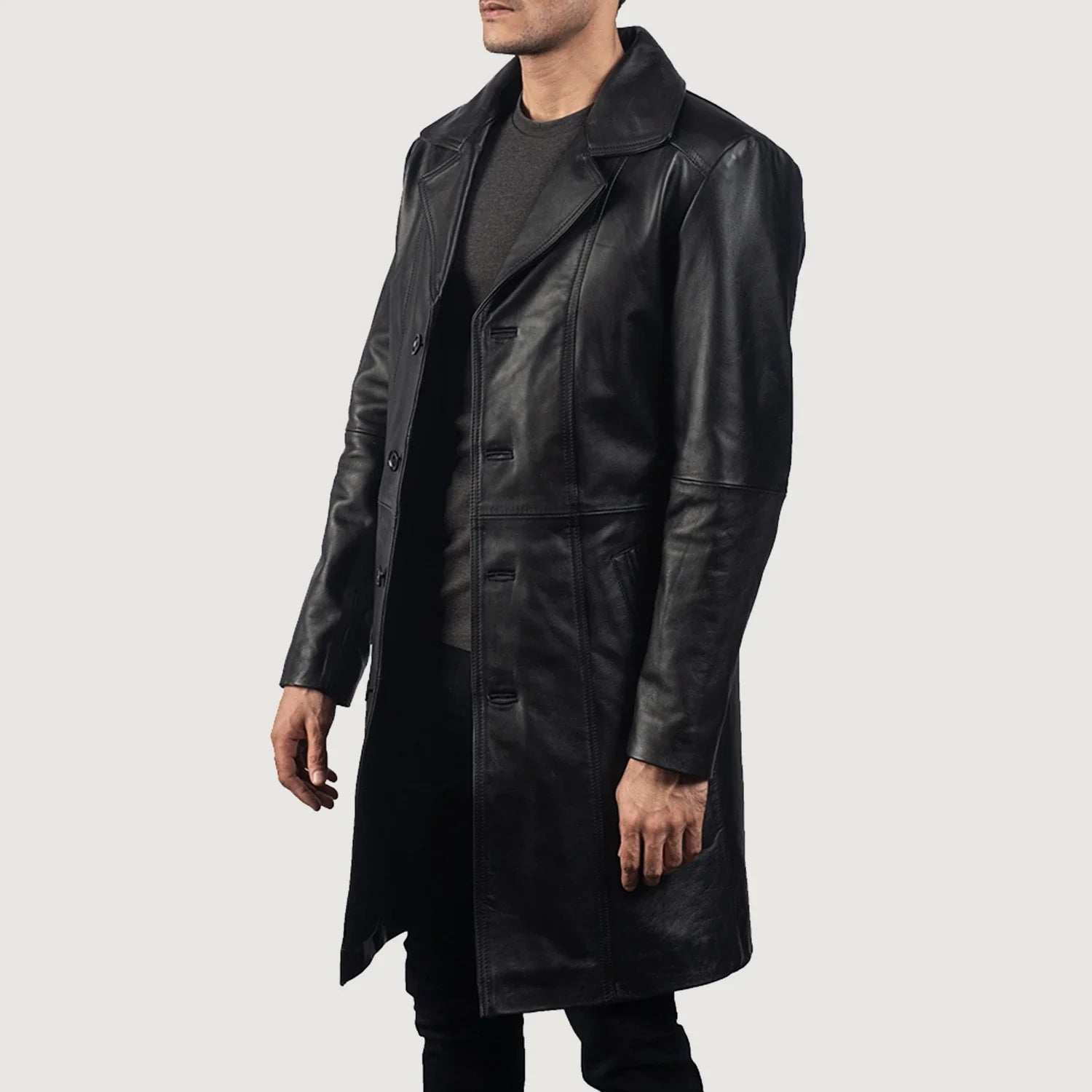 Don Long Black Leather Coat - image 2