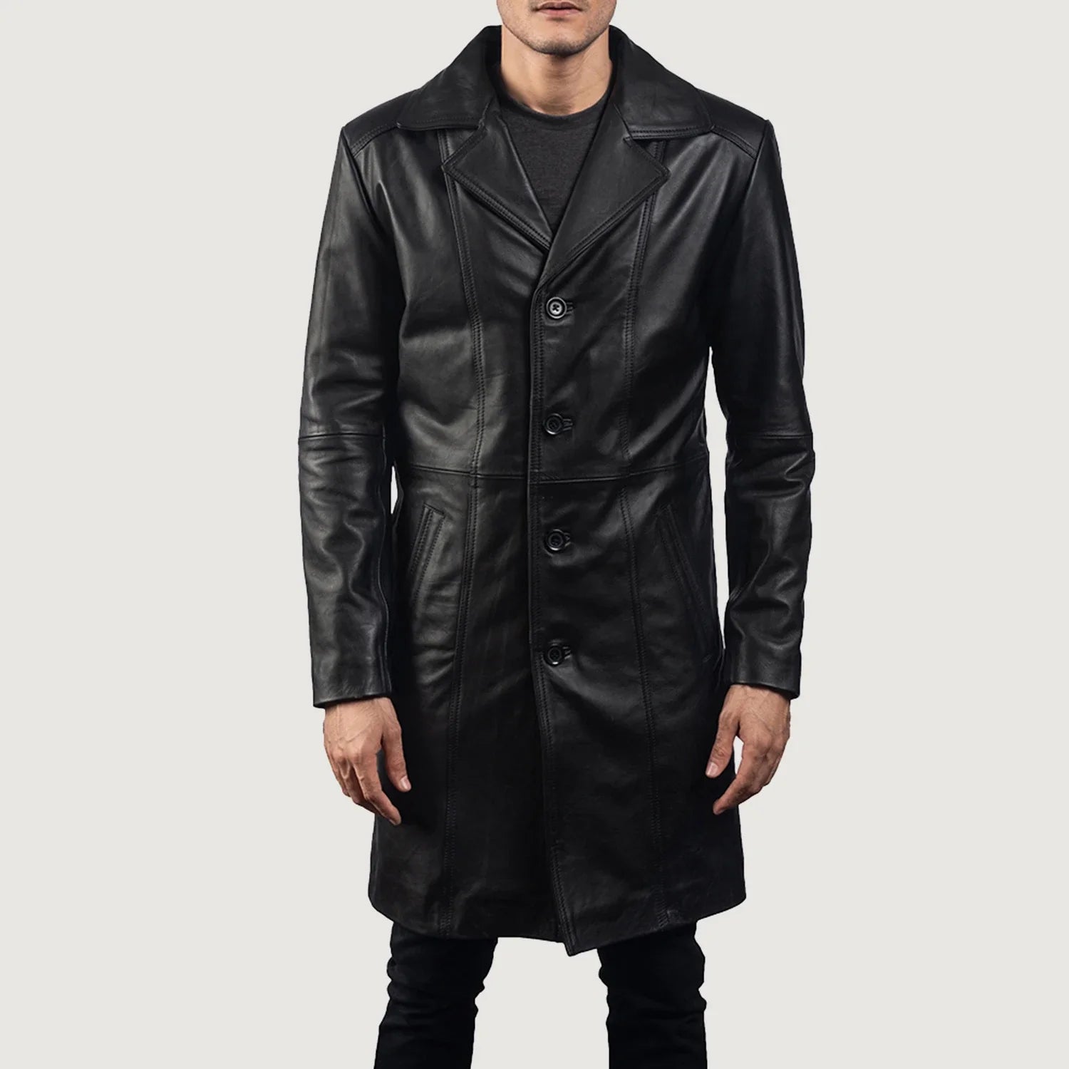 Don Long Black Leather Coat - image 3
