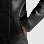 Don Long Black Leather Coat - image 4