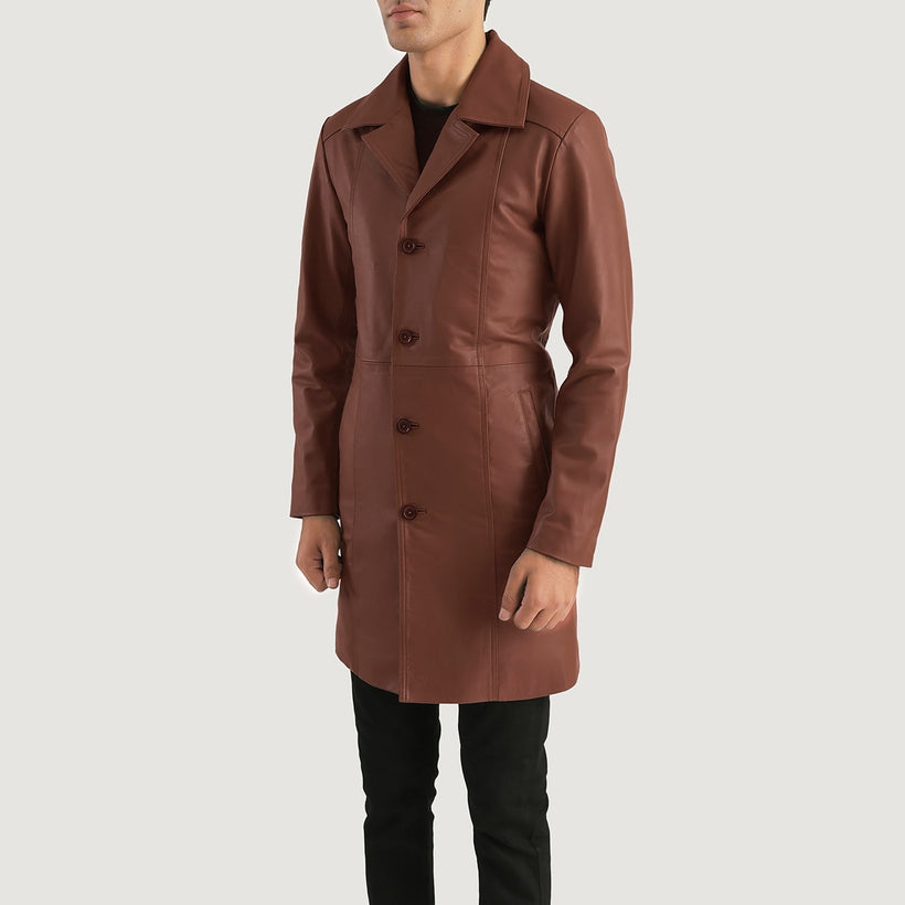Don Long Brown Leather Coat – alternate product view 2