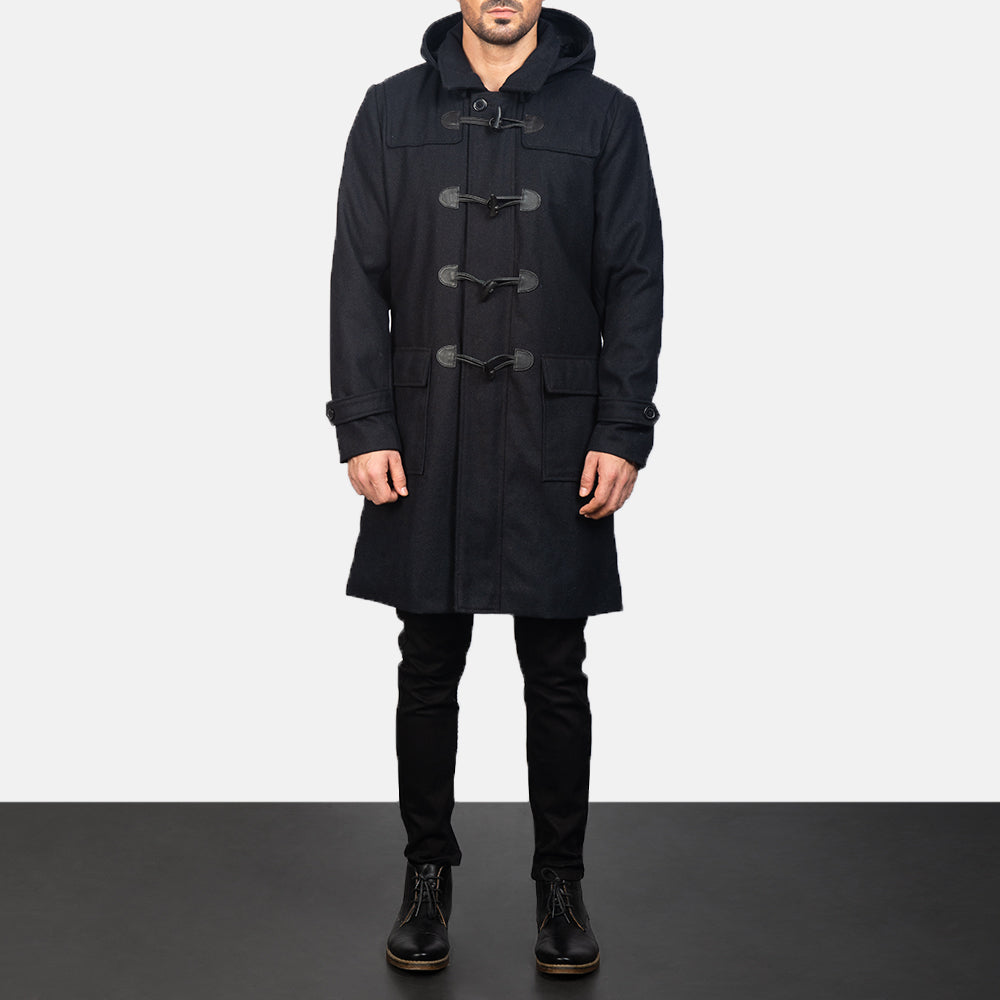 Drake Black Wool Hooded Duffle Coat - image 4