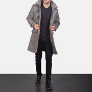 Drake Grey Wool Hooded Duffle Coat - image 1