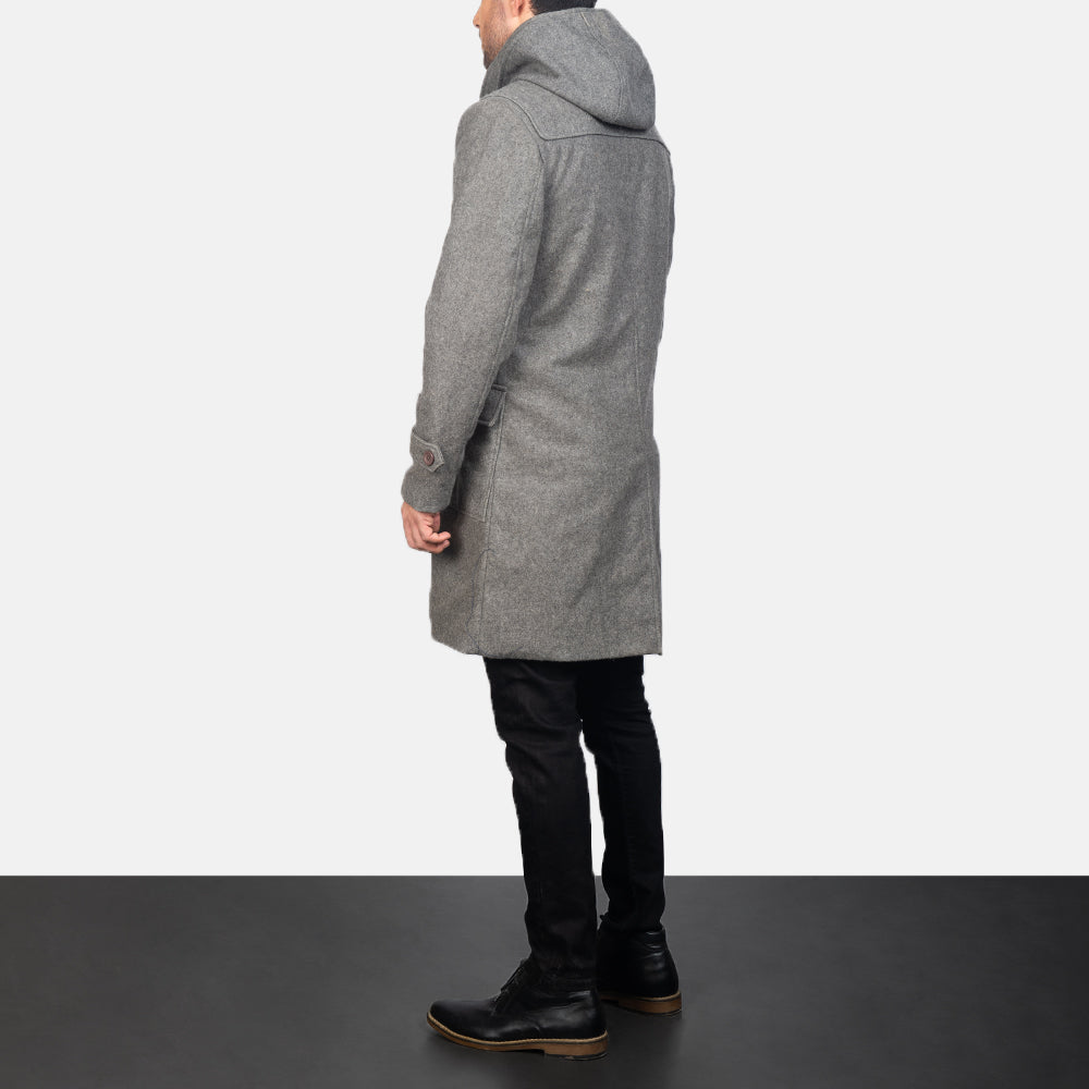 Drake Grey Wool Hooded Duffle Coat - image 5