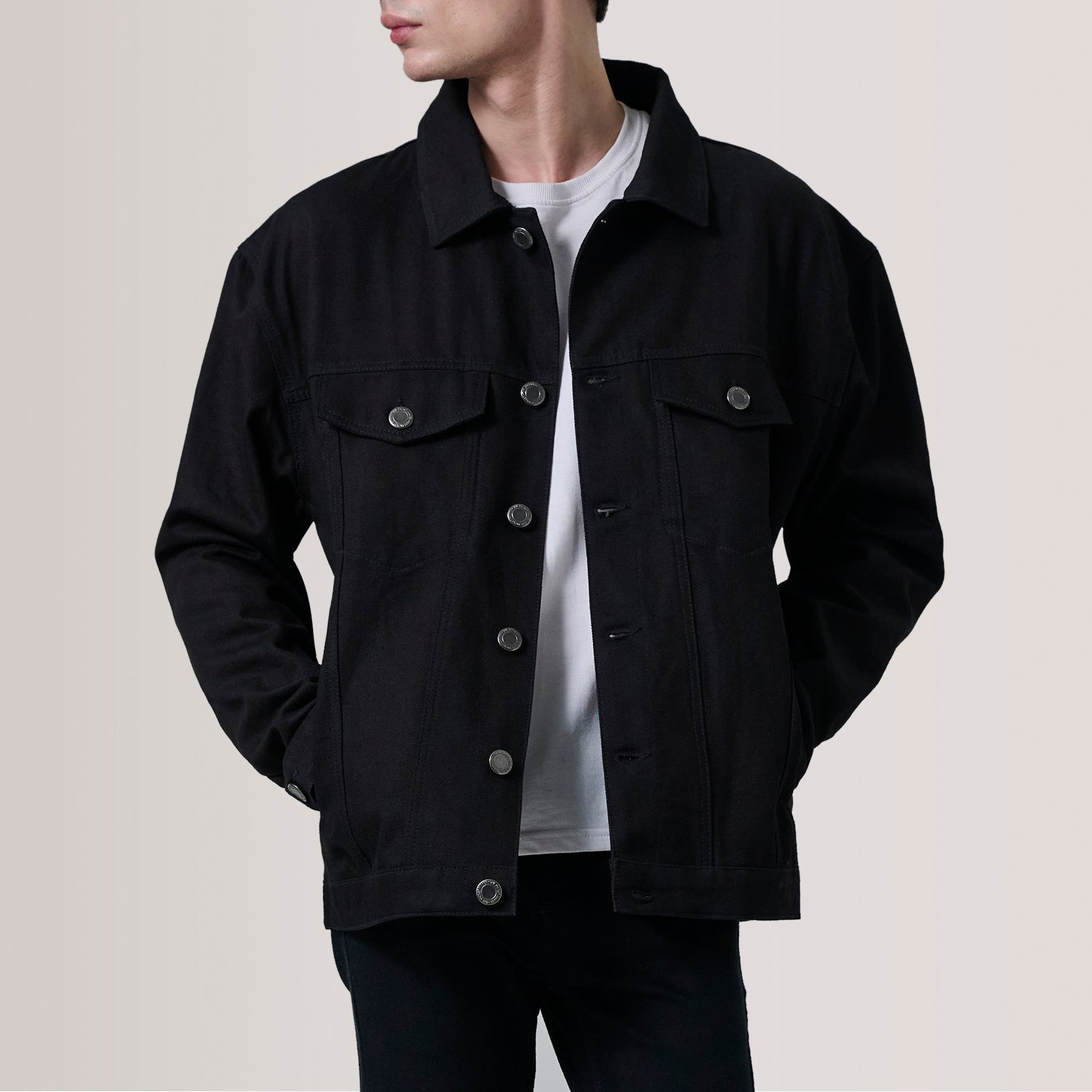 Eddie Black Oversized Denim Trucker Jacket - image 1