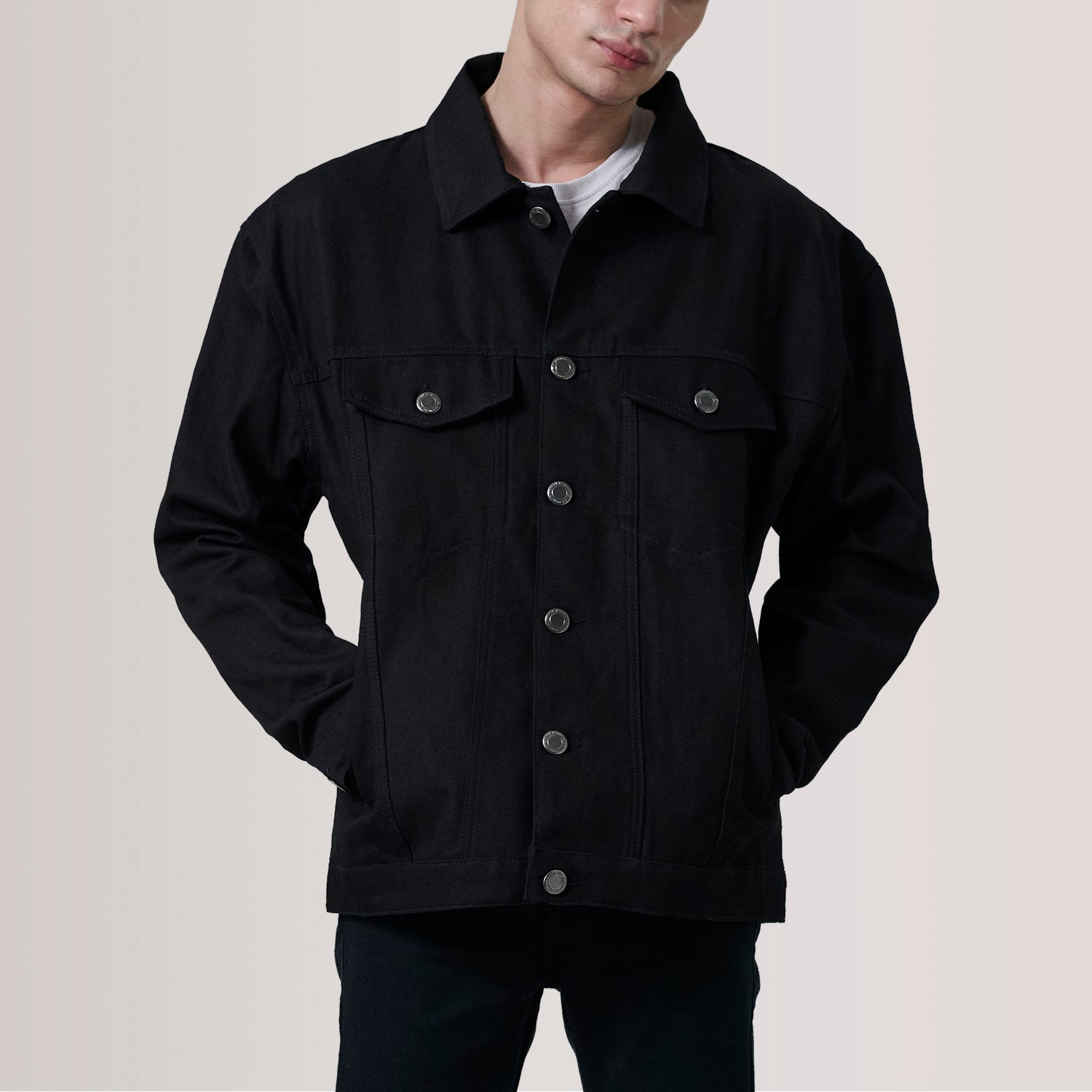 Eddie Black Oversized Denim Trucker Jacket - image 5