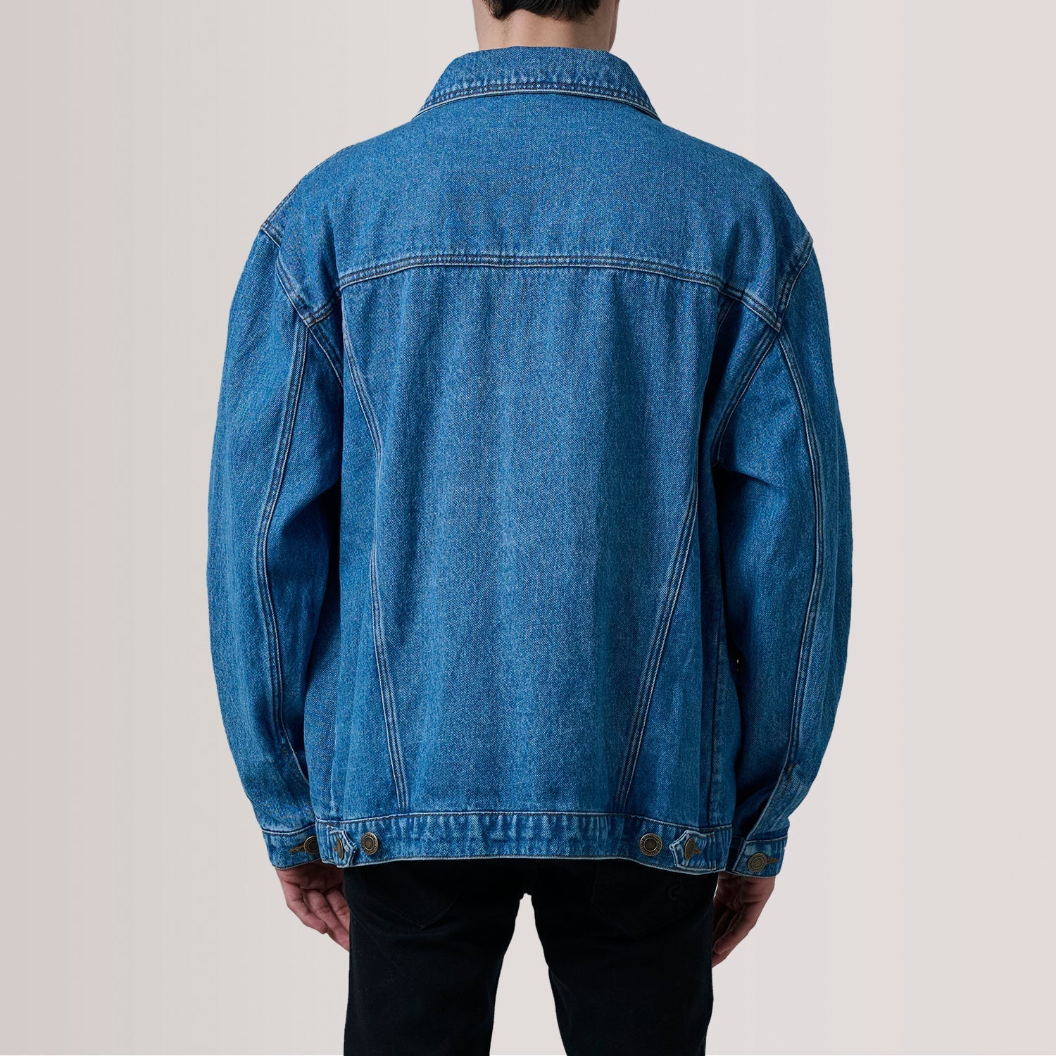 Eddie Dark Blue Oversized Denim Trucker Jacket - image 4
