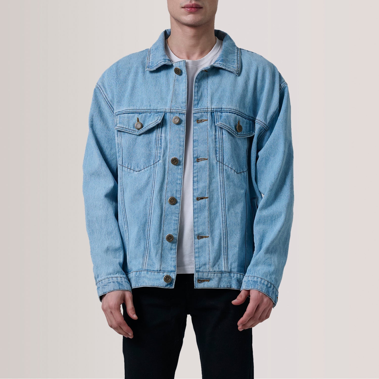 Eddie Light Blue Oversized Denim Trucker Jacket - image 1