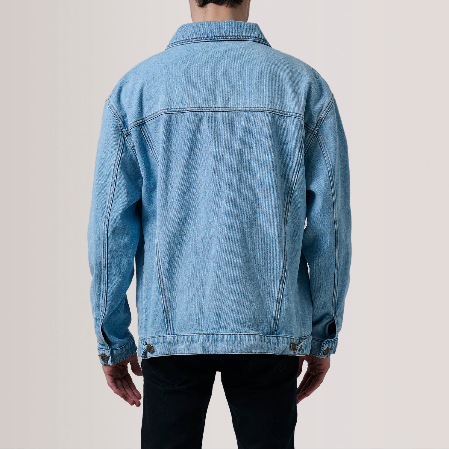 Eddie Light Blue Oversized Denim Trucker Jacket - image 4
