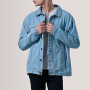 Eddie Light Blue Oversized Denim Trucker Jacket - image 5