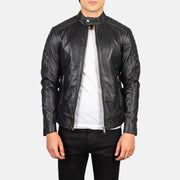 Men's Fernando Quilted Brown Suede Biker Jacket in Brown Goatskin Suede - Front Profile View & Tailored Silhouette | Buy Online