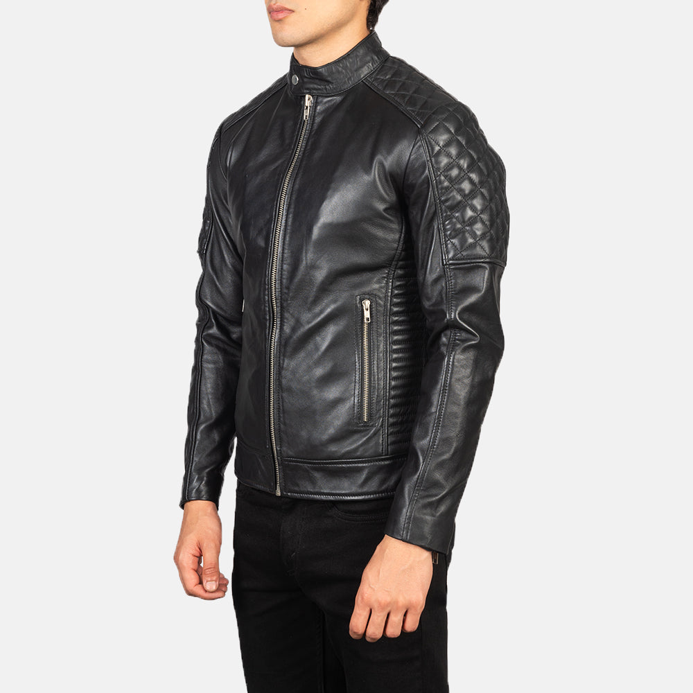 Brown Goatskin Suede Biker Jacket - Back View Showing Tailored Shoulder Fit & Clean Hemline