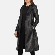 Fixon Hooded Black Trench Coat - image 1
