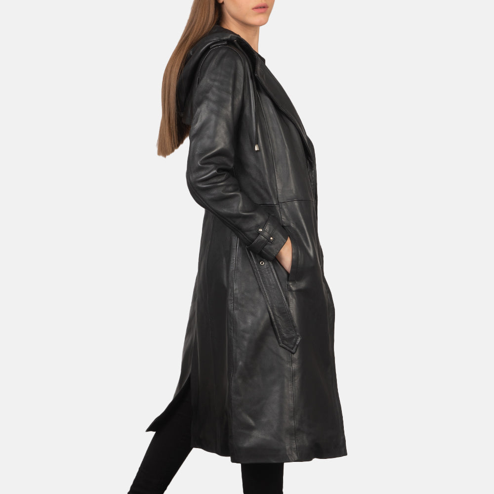 Fixon Hooded Black Trench Coat - image 2