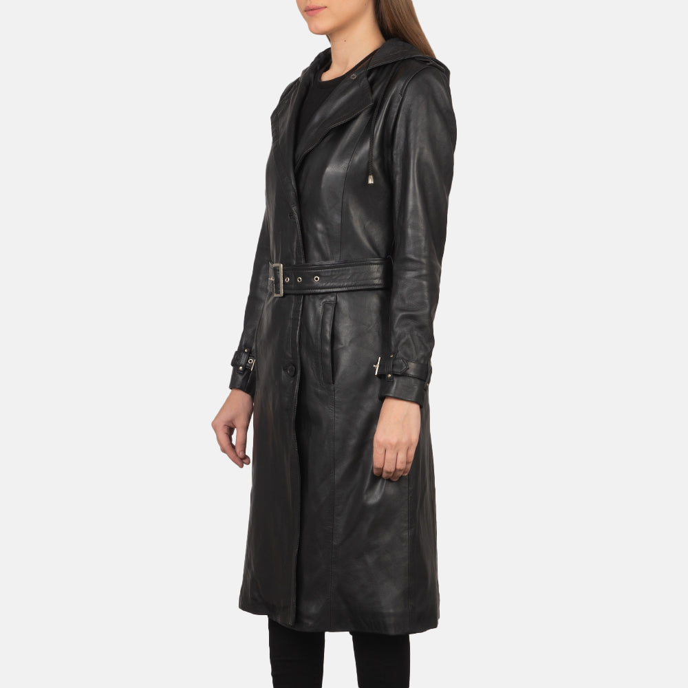 Fixon Hooded Black Trench Coat - image 4
