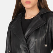 Fixon Hooded Black Trench Coat - image 6