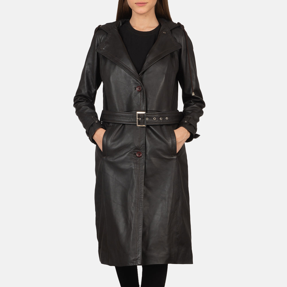 Fixon Hooded Brown Trench Coat - image 1