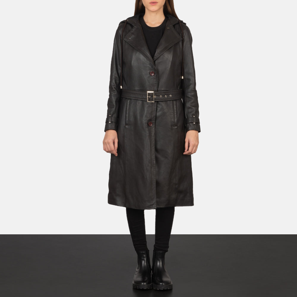 Fixon Hooded Brown Trench Coat - image 3
