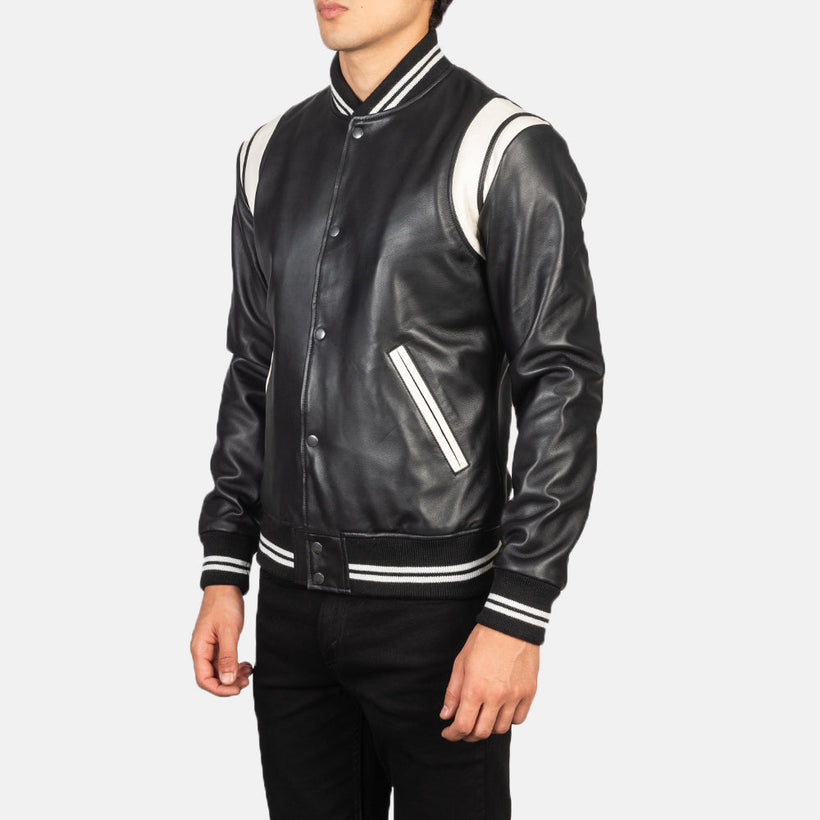 [FS] Dantee Black Leather Varsity Jacket – alternate product view 2