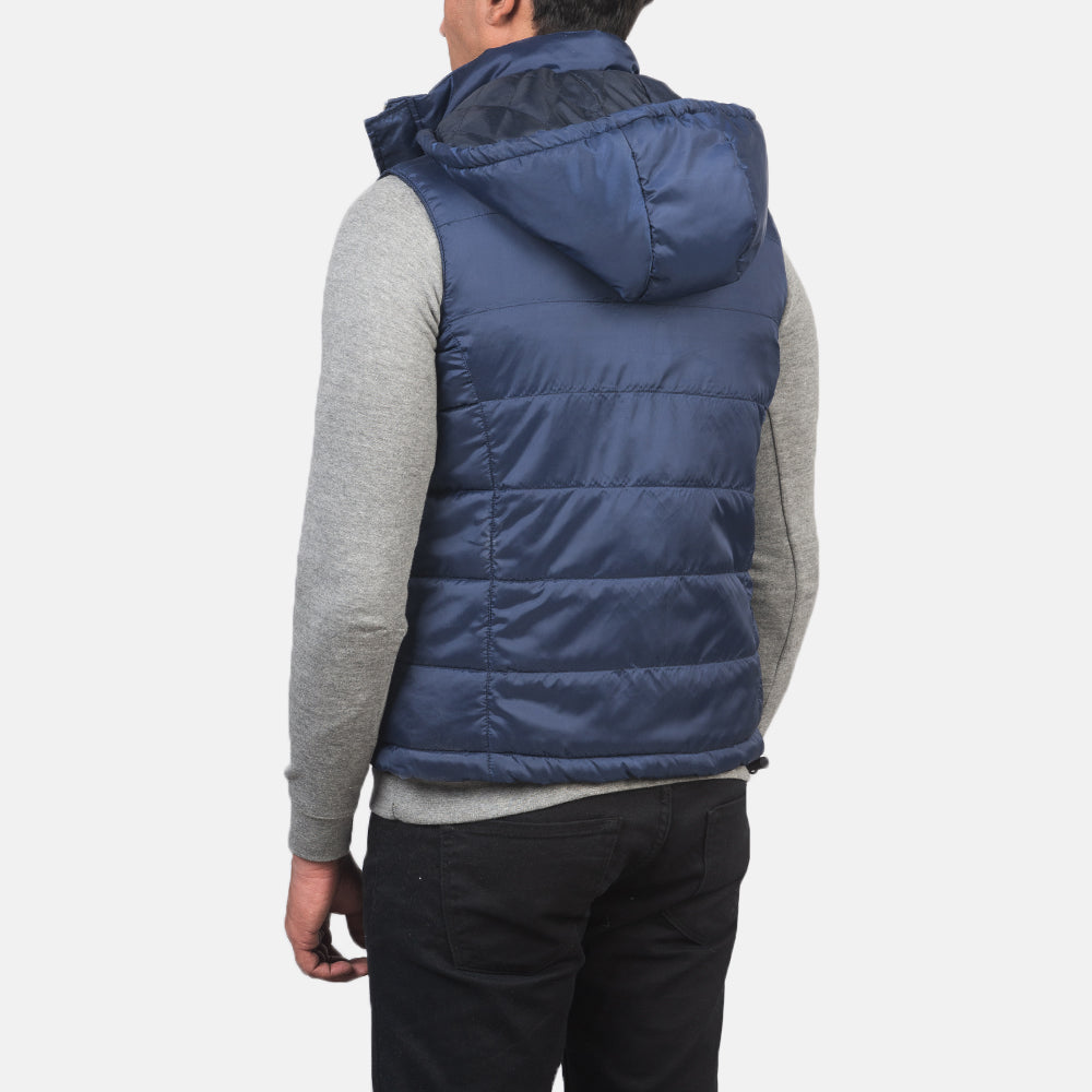 Fuston Blue Hooded Puffer Vest - image 5