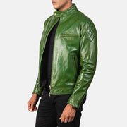 Gatsby Green Leather Biker Jacket - image 2