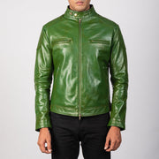 Gatsby Green Leather Biker Jacket - image 3