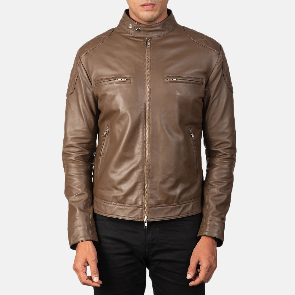 Gatsby Mocha Leather Biker Jacket - image 4