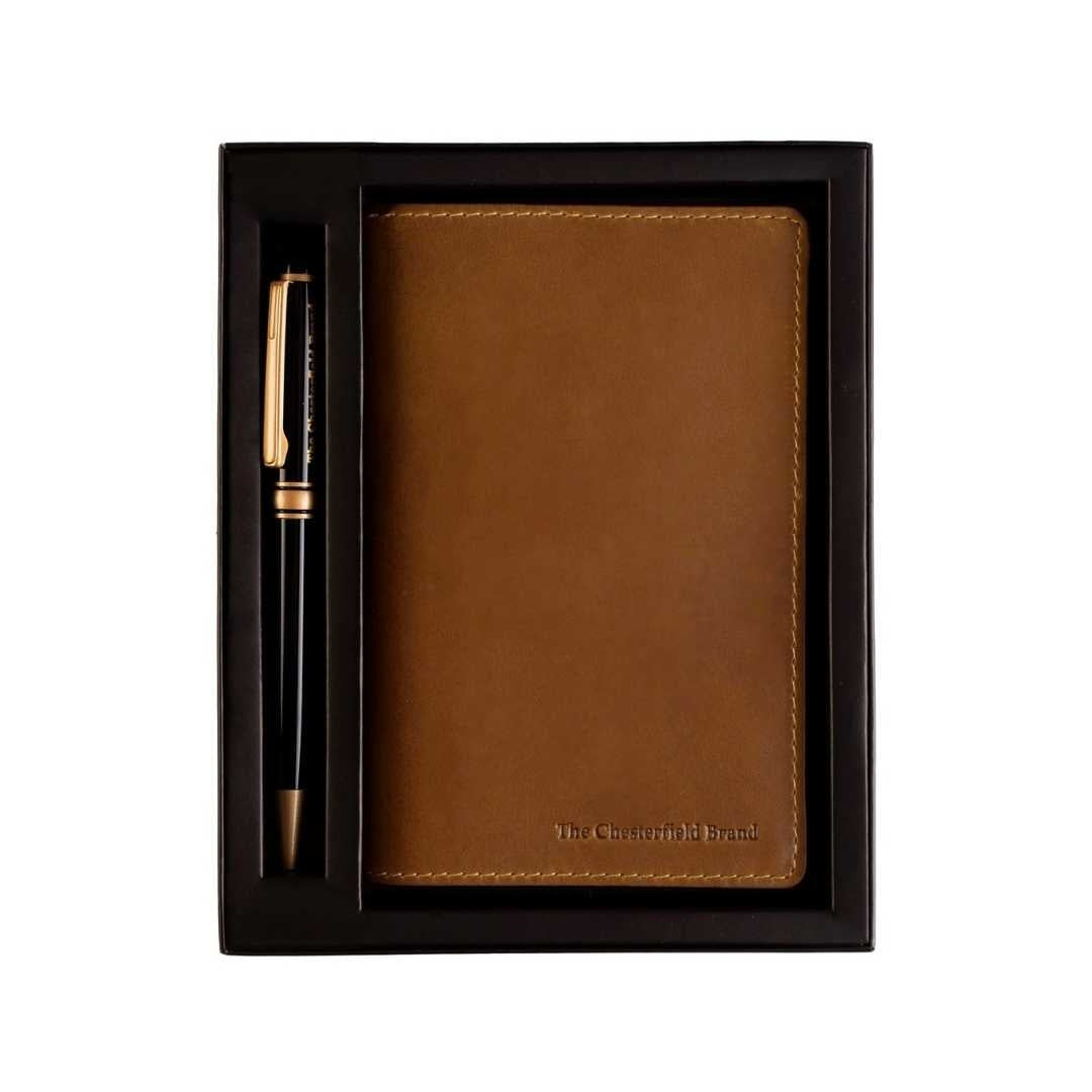 Giftset Leather Writing Case and Pen (Passport holder), front view