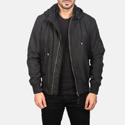 Hanklin Ma-1 Black Hooded Bomber Jacket - image 1