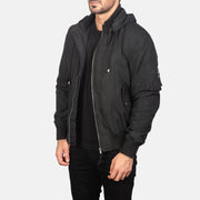 Hanklin Ma-1 Black Hooded Bomber Jacket - image 2
