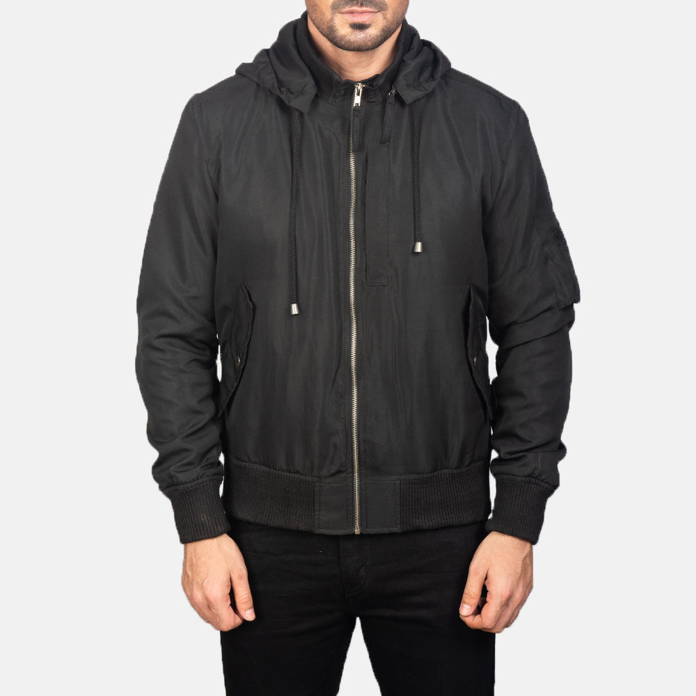 Hanklin Ma-1 Black Hooded Bomber Jacket - image 4