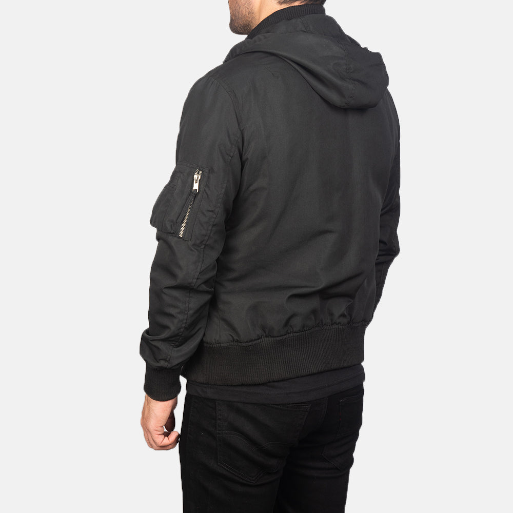 Hanklin Ma-1 Black Hooded Bomber Jacket - image 5