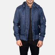 Hanklin Ma-1 Blue Hooded Bomber Jacket - image 1