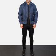 Hanklin Ma-1 Blue Hooded Bomber Jacket - image 3
