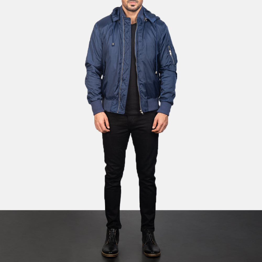 Hanklin Ma-1 Blue Hooded Bomber Jacket - image 3