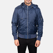 Hanklin Ma-1 Blue Hooded Bomber Jacket - image 4